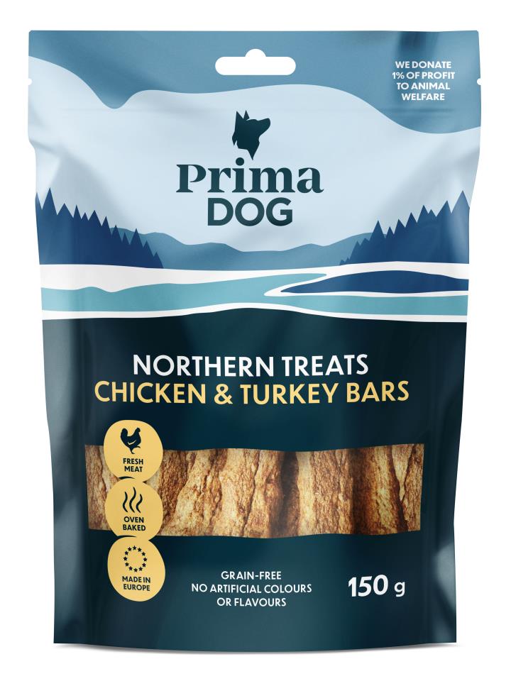 PrimaDog Northern Treats kana-kalkkunatanko 150 g