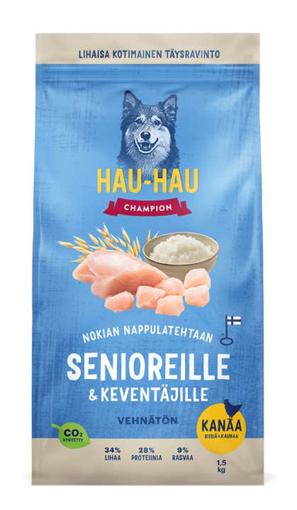 Hau-Hau Champion Kanaa, riisiä & kauraa senioreille ja keventäville 1,5 kg