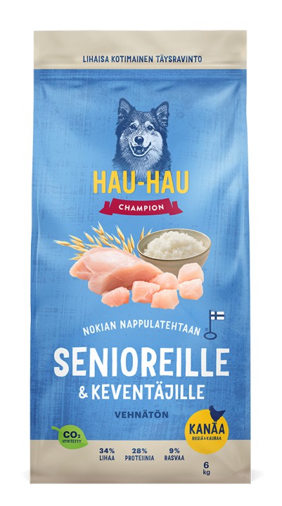 Hau-Hau Champion Kanaa, riisiä & kauraa senioreille ja keventäville 6 kg