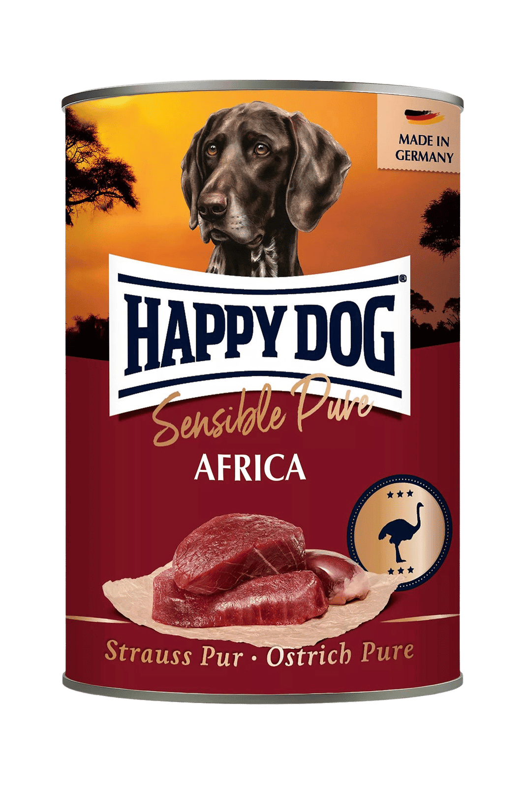 Happy Dog Pur Africa – Strutsi 400 g MAISTELUPAKKAUS