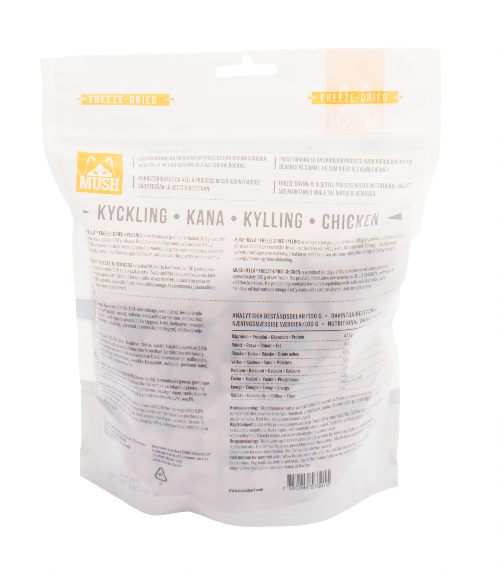 MUSH Hellä Freeze-Dried Kana 250 g