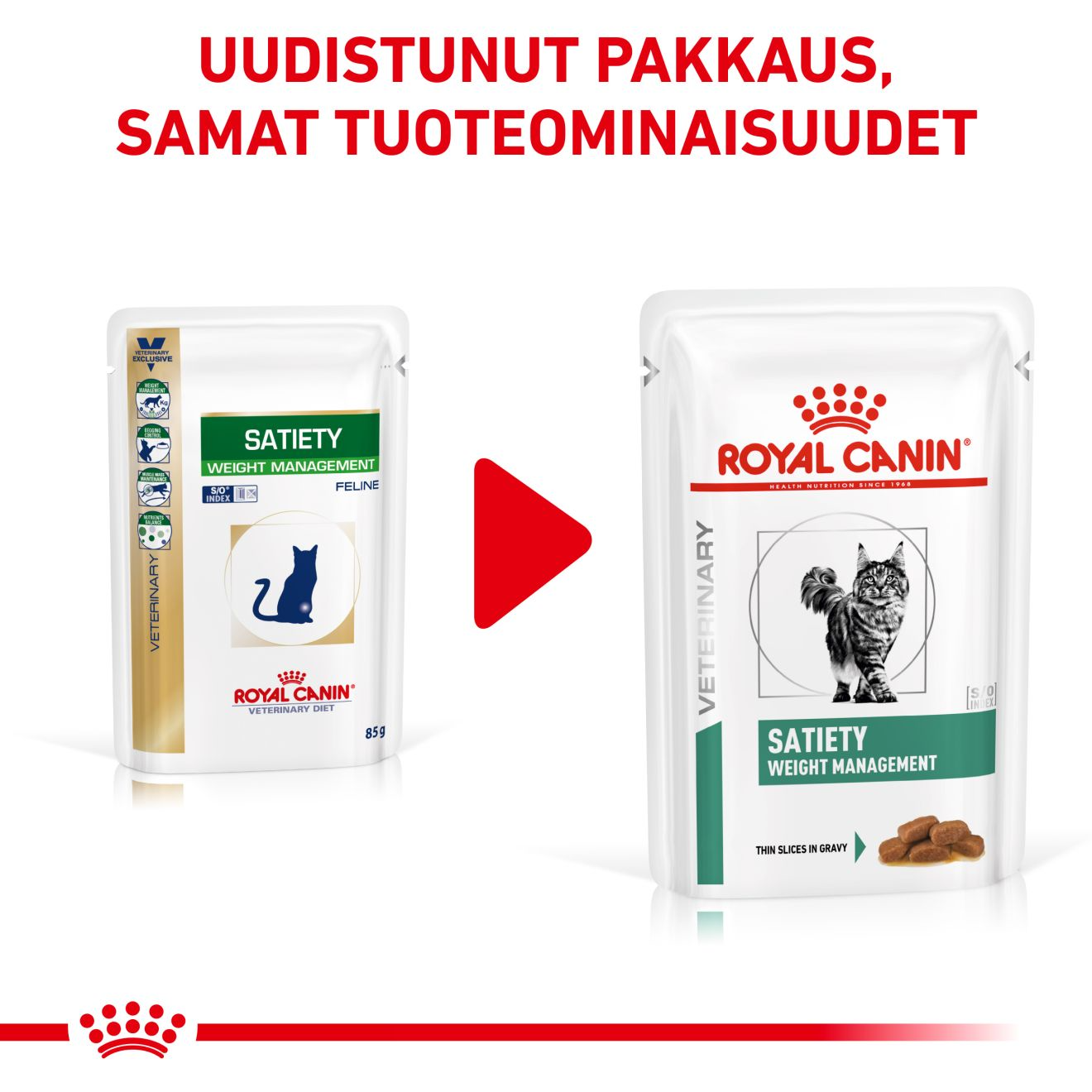 Royal Canin Veterinary Diets Weight Management Satiety Thin Slices In Gravy annospussi kissan märkäruoka 12 x 85 g