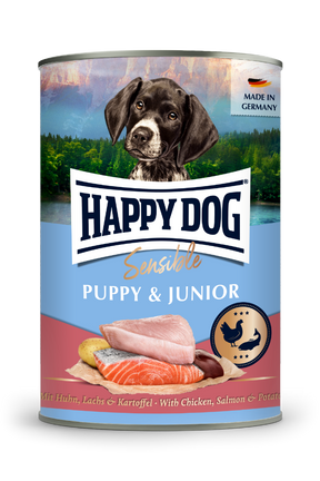 Happy Dog Sensible Puppy & Junior – Kana, lohi, peruna 6 x 400 g